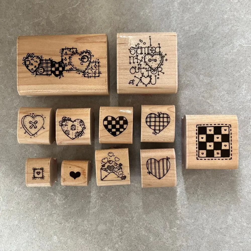 Vintage D.O.T.S. Lot of 11 Hearts Mounted Rubber Stamps Scrapbooking Crafting